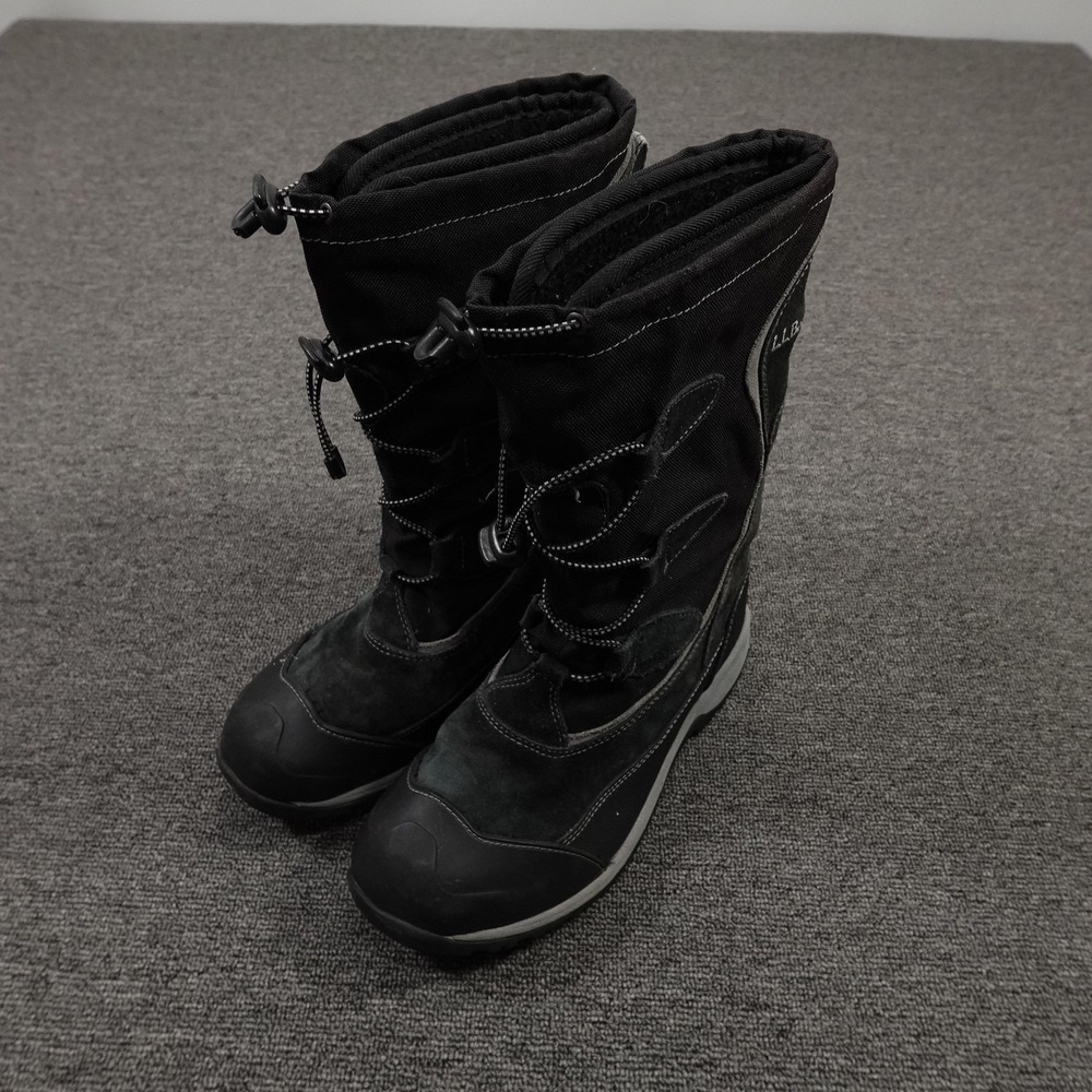 L.L.Bean Snow Boots Youth Size 5 Black Winter Suede Nylon Toggle Lace OHPU210
